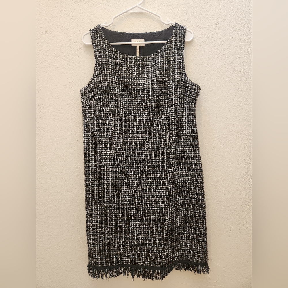 Laundry by Shelli Segal Los Angeles Black and White Tweed Midi Dress Size 12